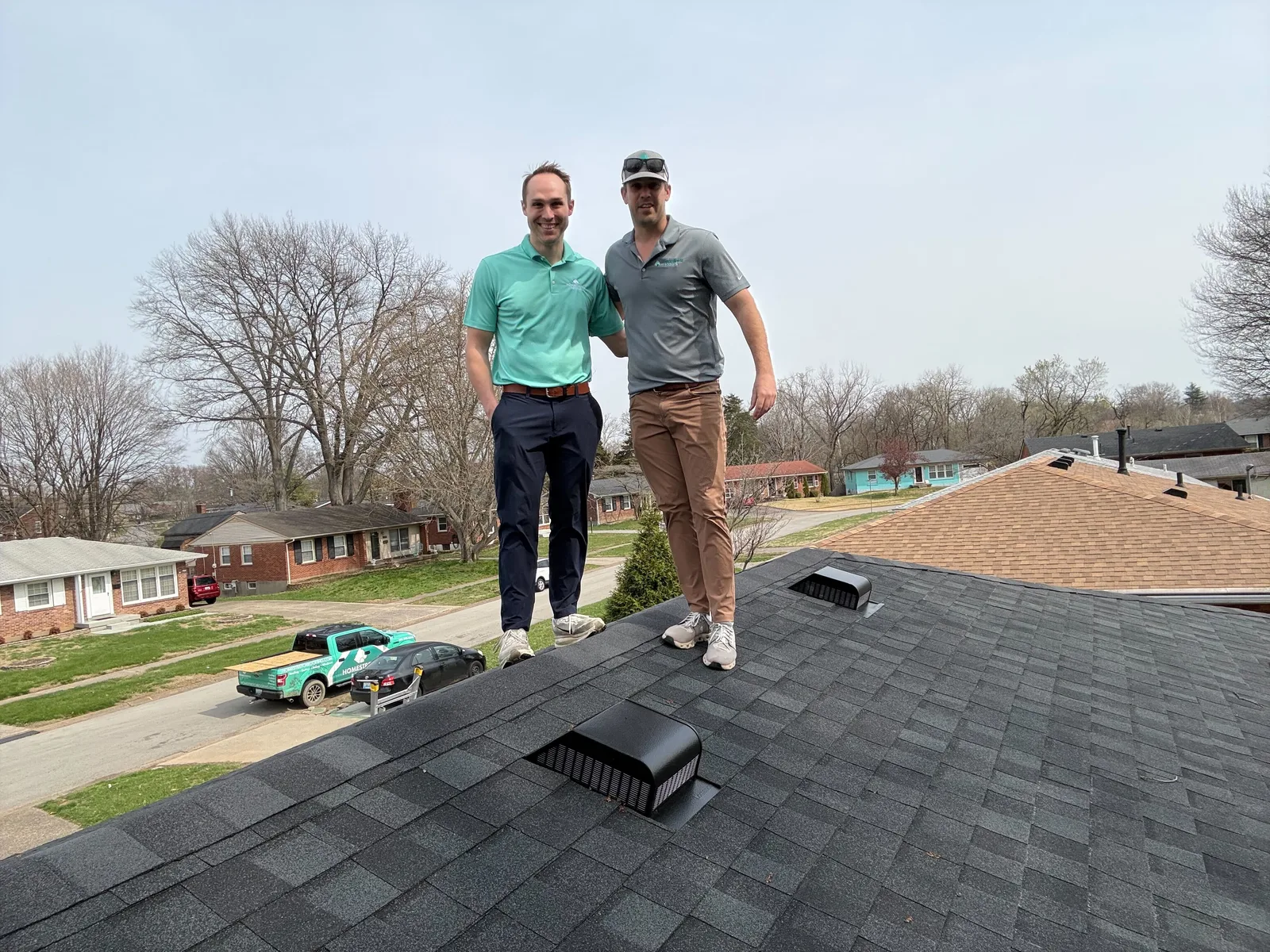 Homestretch Roofing crew installing premium shingles